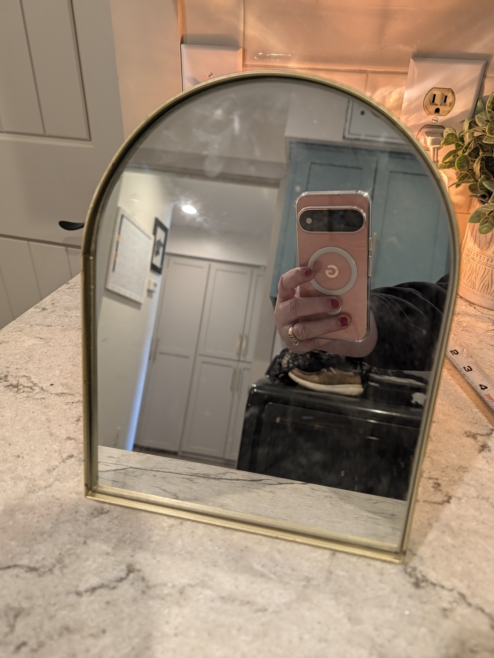 Brass Arched Vanity Mirror - Gold